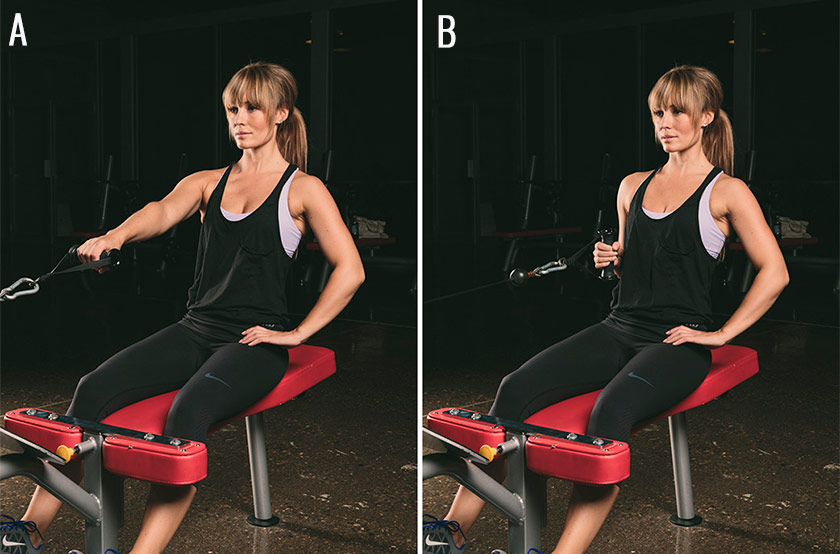 Seated One-arm Cable Pulley Rows 
